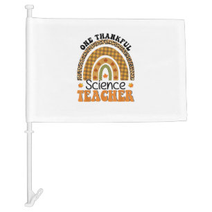 One Thankful Science Teacher Groovy Thanksgiving R Car Flag