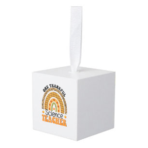 One Thankful Science Teacher Groovy Thanksgiving R Cube Ornament