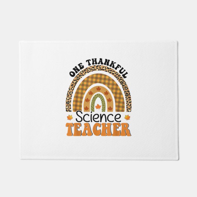 One Thankful Science Teacher Groovy Thanksgiving R Doormat (Front)