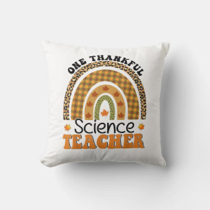 One Thankful Science Teacher Groovy Thanksgiving R Throw Pillow