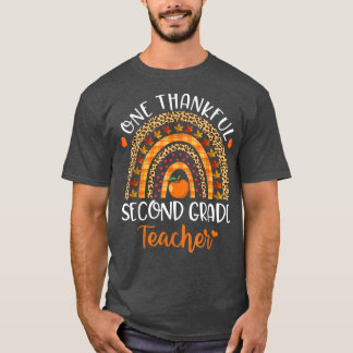 One Thankful Second Grade Teacher Thanksgiving Rai T-Shirt