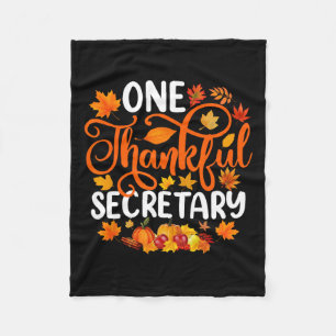 One Thankful Secretary Funny Fall Autumn Thanksgiv Fleece Blanket