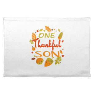One Thankful Son Shirt Family Thanksgiving 2021 ma Cloth Placemat