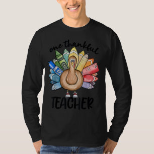 One Thankful Teacher Thanksgiving Turkey, Cute Cra T-Shirt