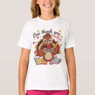 One Thankful Teacher Thanksgiving Turkey Cute Cray T-Shirt