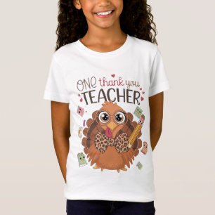 One Thankful Teacher Thanksgiving Turkey Cute Cray T-Shirt