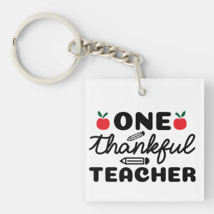 One Thankful Teacher Wordart Keychain