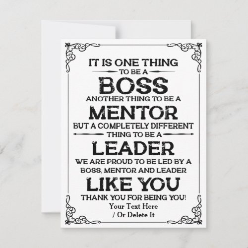 One thing to be a boss  mentor  Leader Quote Tha Holiday Card