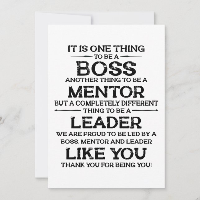 One thing to be a boss | mentor | Leader Quote Tha Thank You Card (Front)
