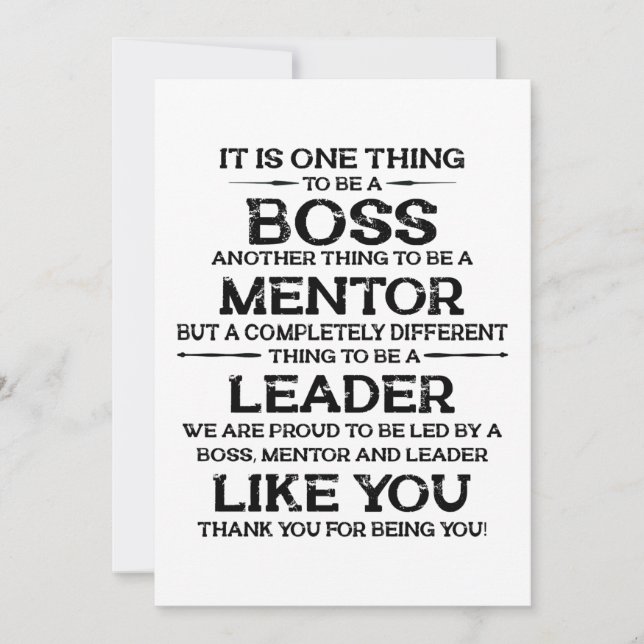 One thing to be a boss | mentor | Leader Quote Thank You Card (Front)