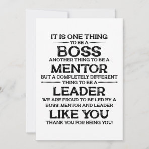 One thing to be a boss | mentor | Leader Quote Thank You Card
