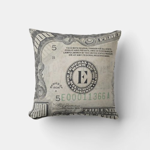 One Thousand Dollar Bill Throw Pillow