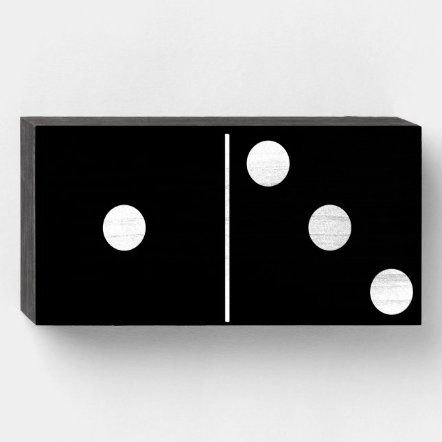 One Three Black Domino Wood Box Wall Art  (Front Horizontal)