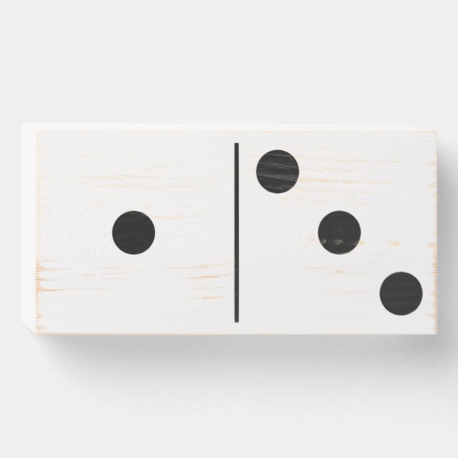 One Three White Domino Wood Box Wall Art  (Front Horizontal)