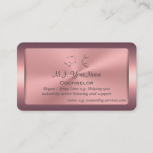 One to One Counselor, framed pink chrome-effect Business Card