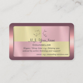 One to One Counselor, pink-framed battenburg Business Card