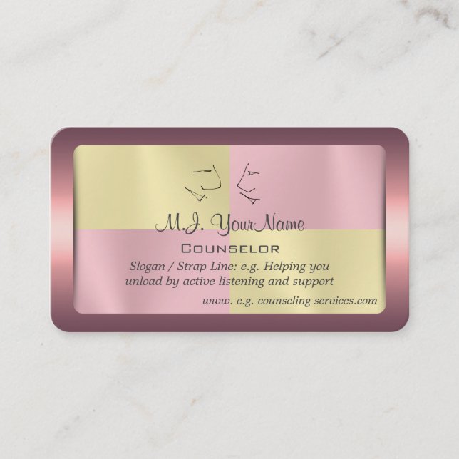 One to One Counselor, pink-framed battenburg Business Card (Front)