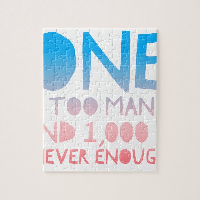 One Too Many Funny AA Recovery Alcoholic Shirt Jigsaw Puzzle (Vertical)