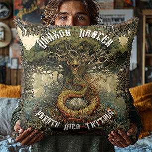 One Tooth Japanese Bonsai Tree Dragon Throw Pillow