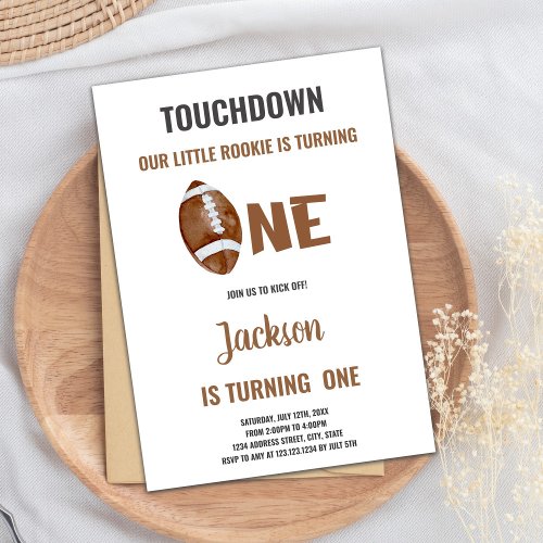 One Touchdown Football Birthday Invitations