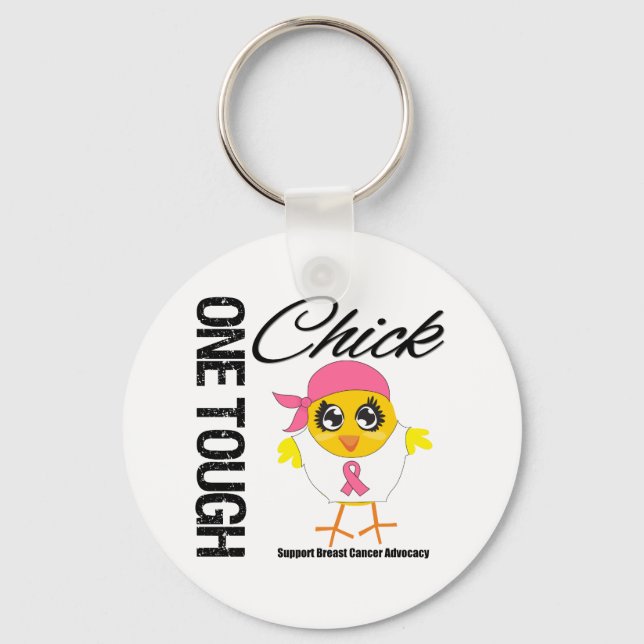 One Tough Chick Breast Cancer Warrior Keychain (Front)