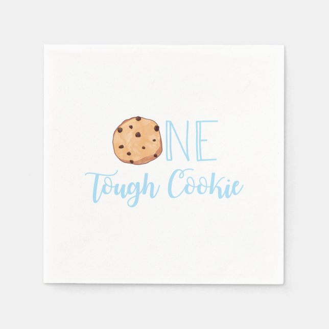 One Tough Cookie blue Birthday Party Napkins (Front)