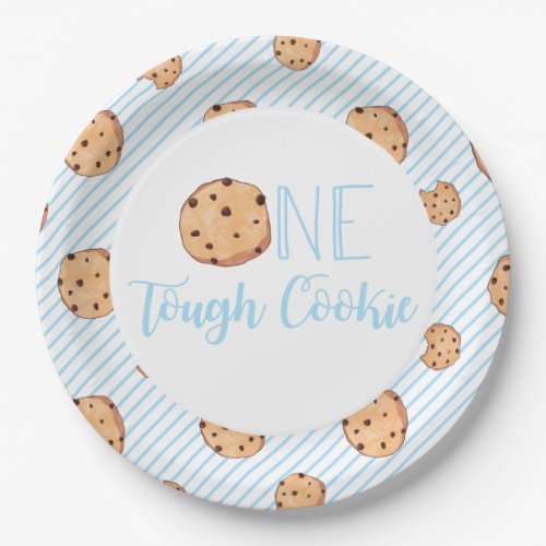 One Tough Cookie blue Birthday Party Paper Plates