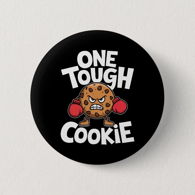 One Tough Cookie Boxer Boxing Funny Cookie Lover  Button (Front)