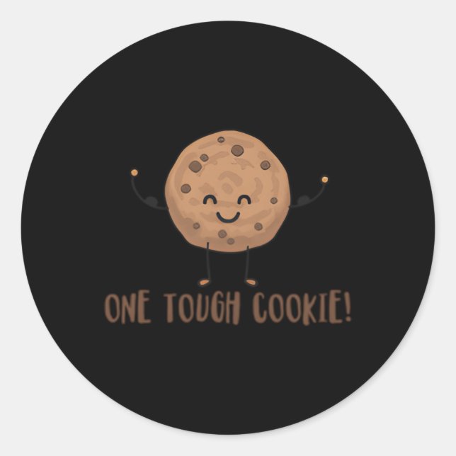 One Tough Cookie Chocolate Chip Cookie With Muscle Classic Round Sticker (Front)