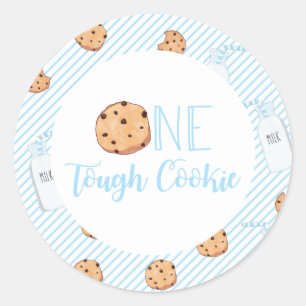 One Tough Cookie Milk and Cookies blue Birthday Classic Round Sticker