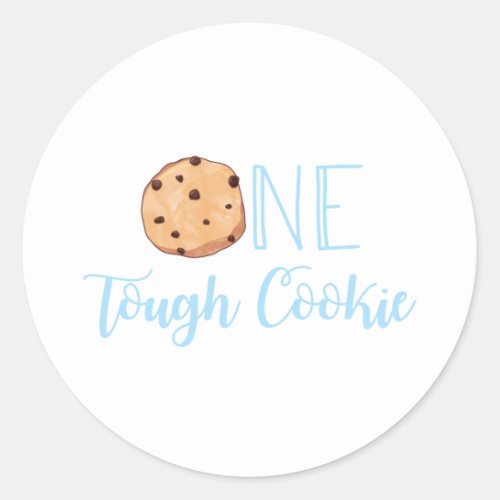 One Tough Cookie Milk and Cookies blue Birthday Classic Round Sticker