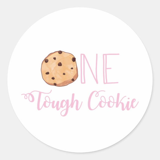 One Tough Cookie Pink Milk and Cookies Birthday Classic Round Sticker (Front)