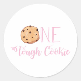 One Tough Cookie Pink Milk and Cookies Birthday Classic Round Sticker