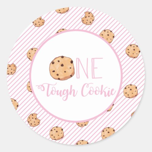 One Tough Cookie Pink Milk and Cookies Birthday Classic Round Sticker