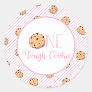 One Tough Cookie Pink Milk and Cookies Birthday Classic Round Sticker
