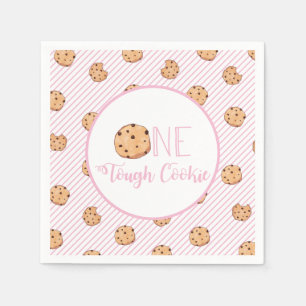 One Tough Cookie Pink Milk and Cookies Birthday Napkins
