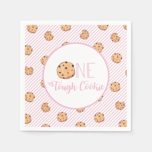 One Tough Cookie Pink Milk and Cookies Birthday Napkins