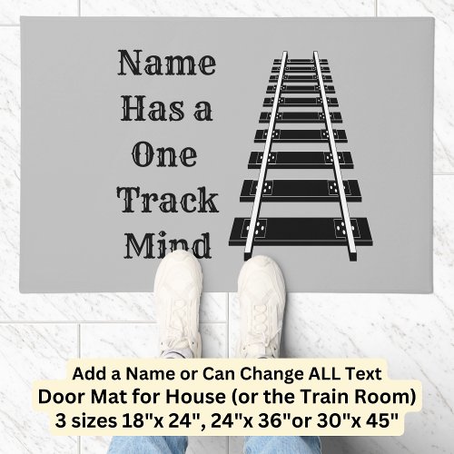 One Track Mind Add Name Personalize Funny Train Doormat