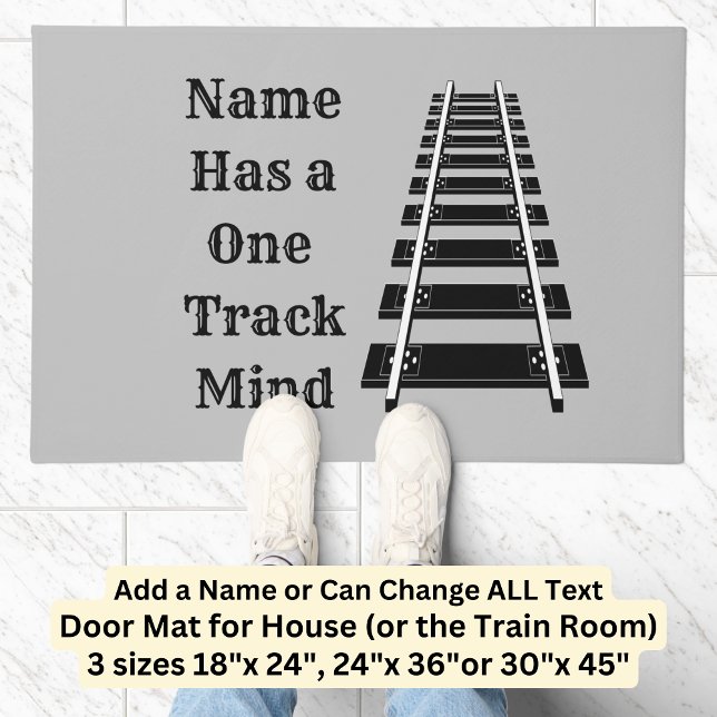 One Track Mind Add Name Personalize Funny Train Doormat (Creator Uploaded)