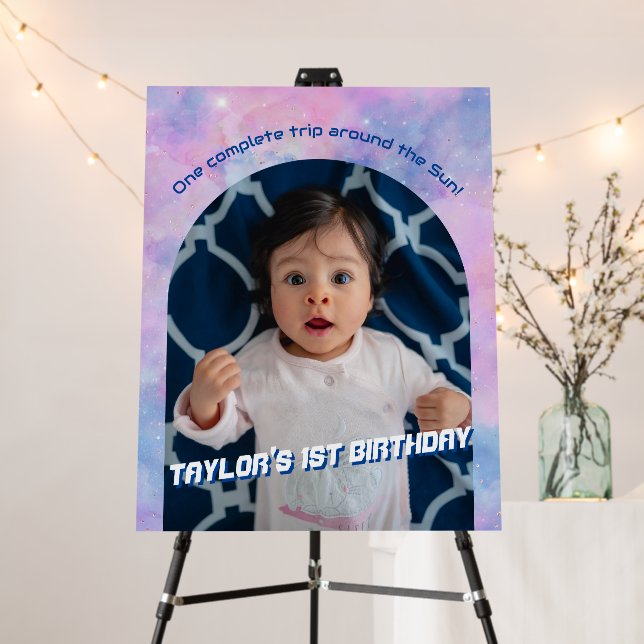 One Trip Around The Sun Photo Birthday Welcome Foam Board (In Situ (Stand))