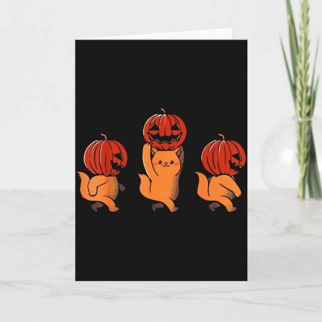 One Two Three Cute Kittens Pumpkin Halloween Soky  Card (Front)
