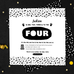 One Two Three & To The Four, 90s Hip Hop Birthday Invitation