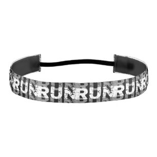 One Up Bands Run Run Run Black White Athletic Headband