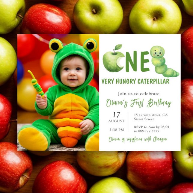 One Very Hungry Caterpillar First Birthday Party Invitation (Creator Uploaded)
