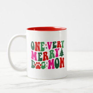 One Very Merry Dog Mom Christmas Day Photo Dog Two-Tone Coffee Mug