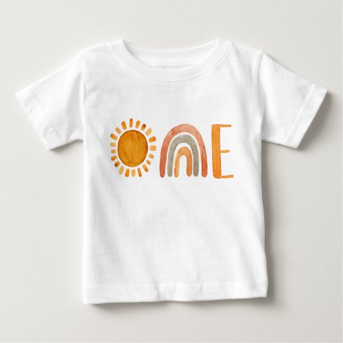 One Watercolor Boho 1st Birthday   Baby T_Shirt