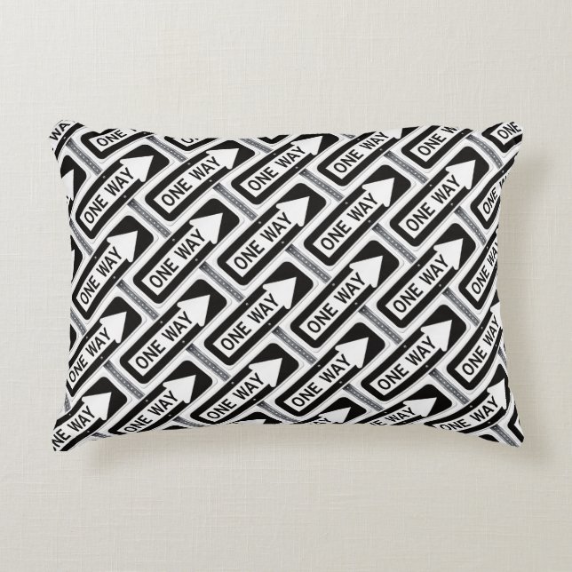 One way black and white street sign accent pillow (Front)