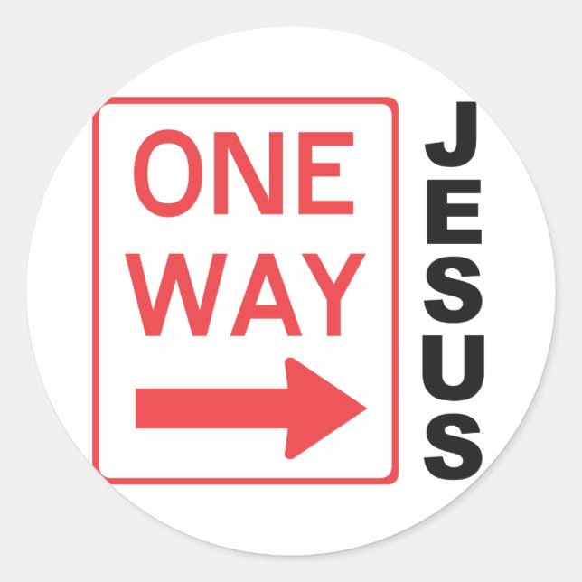 One Way Black Red Classic Round Sticker (Front)