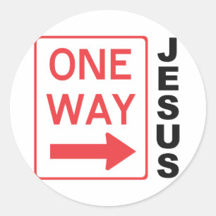 One Way Black Red Classic Round Sticker