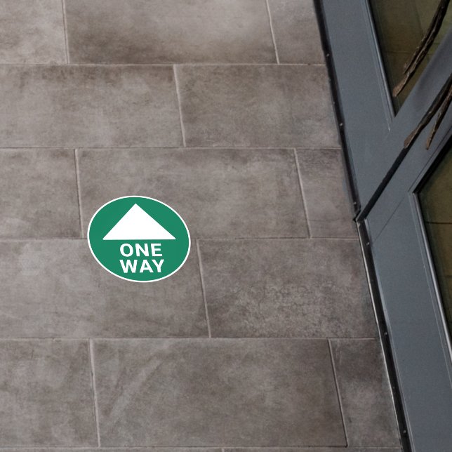 One Way Directional Arrow Green Circle Floor Decals (Restaurant)